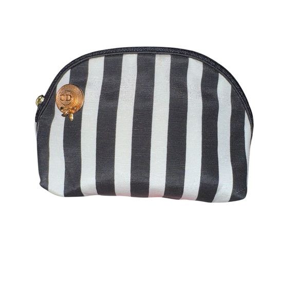 Adorable vintage Dior Black and White Striped Cosmetic Bag - Picture 4 of 7